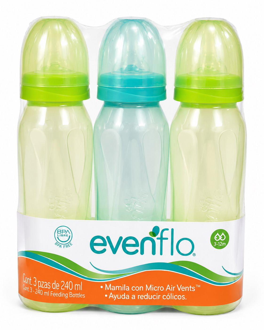 Biberón Evenflo Tripack 240 ml