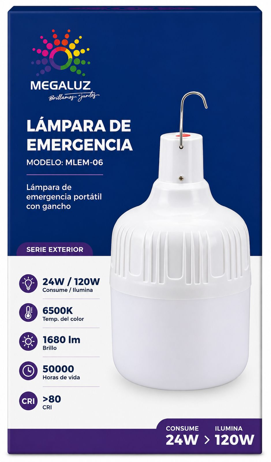 Lámpara de Emergencia Portátil Megaluz 24W